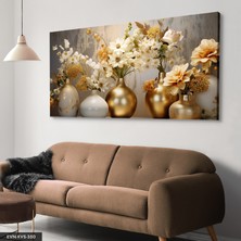 Evine Moda Gold Vazoda Çiçekler Tek Parça Kanvas - Canvas Tablo