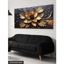 Evine Moda Gold Çiçek Tek Parça Kanvas - Canvas Tablo