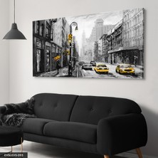 Evine Moda Sarı Şemsiyeli Kadın Tek Parça Kanvas Canvas Tablo Tablo