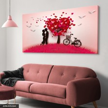 Evine Moda Aşk Temalı Kalpli Ağaç Tek Parça Kanvas Canvas Tablo