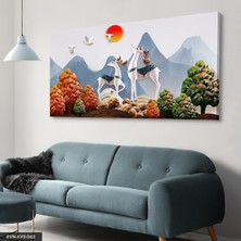 Evine Moda Göğe Bakan Geyikler Tek Parça Kanvas Canvas Tablo Tablo