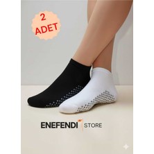 NF ND ENEFENDİ 2 Çift Kaydırmaz Unisex Yoga, Pilates, Tavaf Çorabı | Spor Patik Çorap |siyah |beyaz 36-40