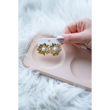 Stainless Steel Gold Incili Güneş Çelik Küpe