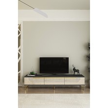 Ceneyra TSA1805ATG - Meyra Tv Stand , Tv Sehpası 180CM Antrasit-Traverten-Gold