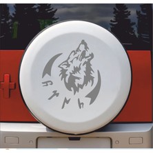 Sticker Usta Kurt ve Göktürkçe Türk Yazısı Gökbörü Sticker - Araba Oto Motosiklet Karavan Pickup Sticker 00758