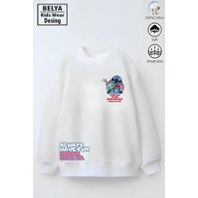 Belya Kids Wear Tam Kalıp Oversize Kız Çocuk Pamuğa Pamuk 3 Iplik Kumaş Stıt2 Tasarım Sweatshirt