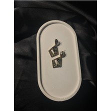 Ft Tasarım Özel Tasarım Çok Renkli Doğal Taşlı Çelik Gold Küpe