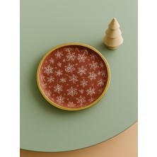 Zensori Kar Tanesi Desenli Yuvarlak Dekoratif Tabak