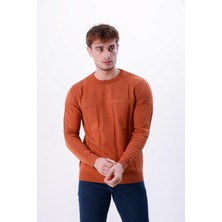 Nakşi Giyim Erkek Dokulu Panel Desenli Bisiklet Yaka Triko Kazak