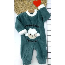 MiraLive Miraylife 3-6-9-12 Ay Kuzu Tüylü Kumaş Annesinin Kuzusu Nakışlı Alttan Çıtçıtlı Kız Erkek Bebek Tulumu