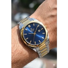 Reward Excellent Klasik Tasarım Erkek Kol Saati | 42 mm Çelik Kasa, Çift Renk Çelik Kordon, Lacivert Kadran