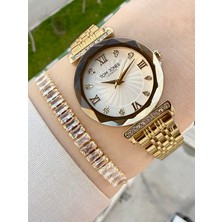 Tom Jones Kesme Camlı Kadın Kol Saati ve Bileklik