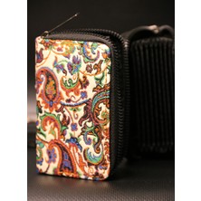 Pujiva Kilim Desenli Terme, Etnik Desenli, Şeffaf, Zarif ve Dayanıklı, Akardion Cüzdan, Kartlık