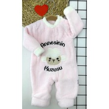 MiraLive Miraylife 3-6-9-12 Ay Kuzu Tüylü Kumaş Annesinin Kuzusu Nakışlı Alttan Çıtçıtlı Kız Erkek Bebek Tulumu