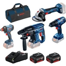 Bosch Gbh 180-LI + Gsr 180-LI + Gws 180-LI + Gdx 180-LI 2 Adet 4 Ah Batarya + Şarj Cihazı + Bez Çanta