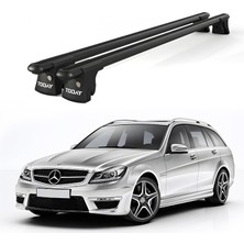 Today Auto Trio-I Mercedes-Benz C Kombi (2007-2013) Uyumlu Siyah Kilitli Ara Atkı 120CM Port Bagaj Tavan Barı