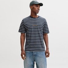 Jack & Jones Erkek Çizgili Nakis Islemeli Tisört - Norrebro