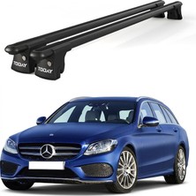 Today Auto Trio-Iı Mercedes C-Class Kombi (2015 ve Sonrası) Uyumlu Siyah Kilitli Ara Atkı 120CM Port Bagaj Tavan Barı