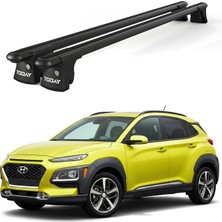 Today Auto Trio-Iı Hyundai Kona (2017 ve Sonrası) Uyumlu Siyah Kilitli Ara Atkı 120CM Port Bagaj Tavan Barı