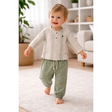 Baby Hola Hakim Yaka Pantolonlu Müslin Kumaş  Erkek Bebek Ikili Takım Set Babyhola