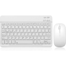 Turotto Tüm Cihazlara Uyumlu Şarj Edilebilir Kablosuz Bluetooth Klavye + Mouse Set Beyaz