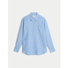 Marks & Spencer %100 Keten Rahat Kesim Gömlek