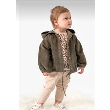 Butik Kız Bebek %100 Pamuklu Kadife Montlu 3'lü Takım Leopar Desenli