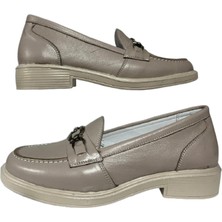 Bess Kadın Bej Tokalı Hakiki Deri Comfort Loafer, Günlük Ayakkabı