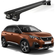 Today Auto Trio-Iı Peugeot 3008 (2016 ve Sonrası) Uyumlu Siyah Kilitli Ara Atkı 120CM Port Bagaj Tavan Barı
