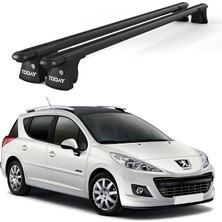 Today Auto Trio-I Peugeot 207 Kombi (2007-2012) Uyumlu Siyah Kilitli Ara Atkı 120CM Port Bagaj Tavan Barı