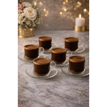 Yzhome 6 Kişilik 12 Parça Cam Çizgili Pinterest Kahve Fincan Takımı Seti 90ML