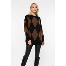 Abay Butik Bisiklet Yaka Baklava Desenli Triko Kazak