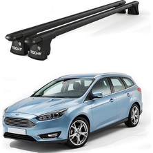 Today Auto Trio-Iı Ford Focus Kombi (2011 ve Sonrası) Uyumlu Siyah Kilitli Ara Atkı 120CM Port Bagaj Tavan Barı