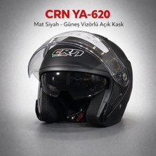 Crn YA-620 Mat Siyah Güneş Vizörlü Açık (Jet) Kask