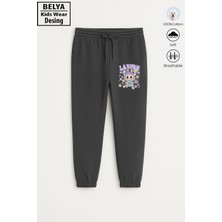 Belya Kids Wear Tam Kalıp 3 Iplik Pamuğa Pamuk Paça Lastikli Lab1 Tasarım Kız Çocuk Eşofman Altı