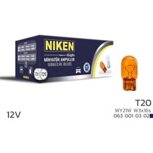 Niken Nıken 0630010302 - Nıken T20 Dipsız Ampul 93 WY21W Amb W3X16S 10LU