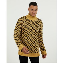 Elku Moda Oversize Balıkçıyaka Kazak Pamuklu Salaş Kesim Boğazlı Triko