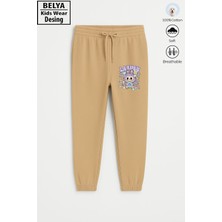 Belya Kids Wear Tam Kalıp 3 Iplik Pamuğa Pamuk Paça Lastikli Lab1 Tasarım Kız Çocuk Eşofman Altı