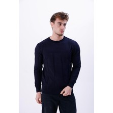 Nakşi Giyim Erkek Dokulu Panel Desenli Bisiklet Yaka Triko Kazak