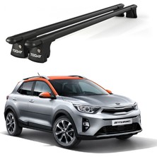 Today Auto Trio-I Kia Stonic (2017 ve Sonrası) Uyumlu Siyah Kilitli Ara Atkı 120CM Port Bagaj Tavan Barı