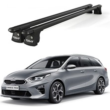 Today Auto Trio-Iı Cee'd Kombi (2015 ve Sonrası) Uyumlu Siyah Kilitli Ara Atkı 120CM Port Bagaj Tavan Barı