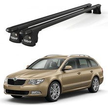 Today Auto Trio-I Skoda Superb Kombi (2009-2015) Uyumlu Siyah Kilitli Ara Atkı 120CM Port Bagaj Tavan Barı