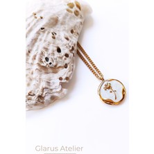 316L Çelik Beyaz Sedef Gül Model Kolye