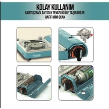 Orcamp Pro Seramik Portatif Ocak Gaz Stop Emniyetli / Mavi+2 Adet Kartuş Seti