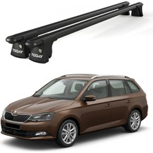 Today Auto Trio-I Skoda Fabia Kombi (2014 ve Sonrası) Uyumlu Siyah Kilitli Ara Atkı 120CM Port Bagaj Tavan Barı