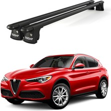 Today Auto Trio-Iı Alfa Romeo Stelvio (2017 ve Sonrası) Uyumlu Siyah Kilitli Ara Atkı 120CM Port Bagaj Tavan Barı