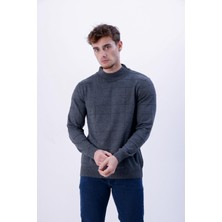 Nakşi Giyim Erkek Kare Desenli Yarım Boğaz Triko Kazak