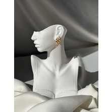 NB Steelora Çelik Üçlü Gold Yuvarlak Küpe