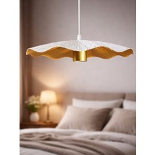 Noonlux Design & Lighting Narvik Mat Beyaz-Gold Detay Sarkıt Oturma Odası Yemek Odası Yatak Odası Hol Giriş Tasarım