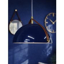 Noonlux Design & Lighting Mull Deri Detaylı Beyaz Kontrast Dikiş Kobalt Mavisi-Beyaz Oturma Odası Yemek Masası Salon Yatak